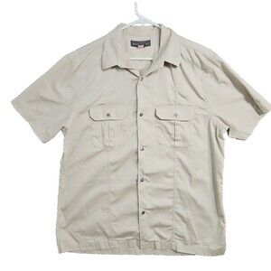 Banana Republic Short-Sleeve Button-Down Shirt in Light Beige